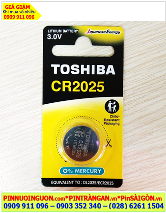 Pin máy huyết áp, Pin máy tiểu đường Pin 3v lithium Toshiba CR2025CP-1 chính hãng /Loại vỉ 1viên